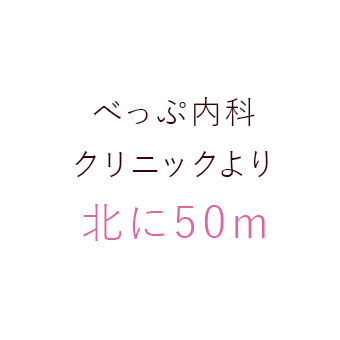 べっぷ内科クリニックより北に50m