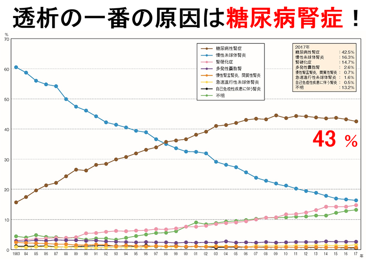 透析の一番の原因は糖尿病腎症！